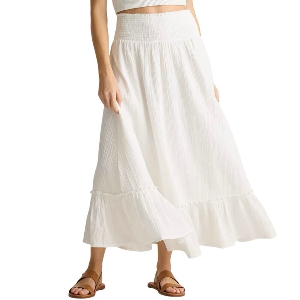 Quince White A-Line Maxi Skirt